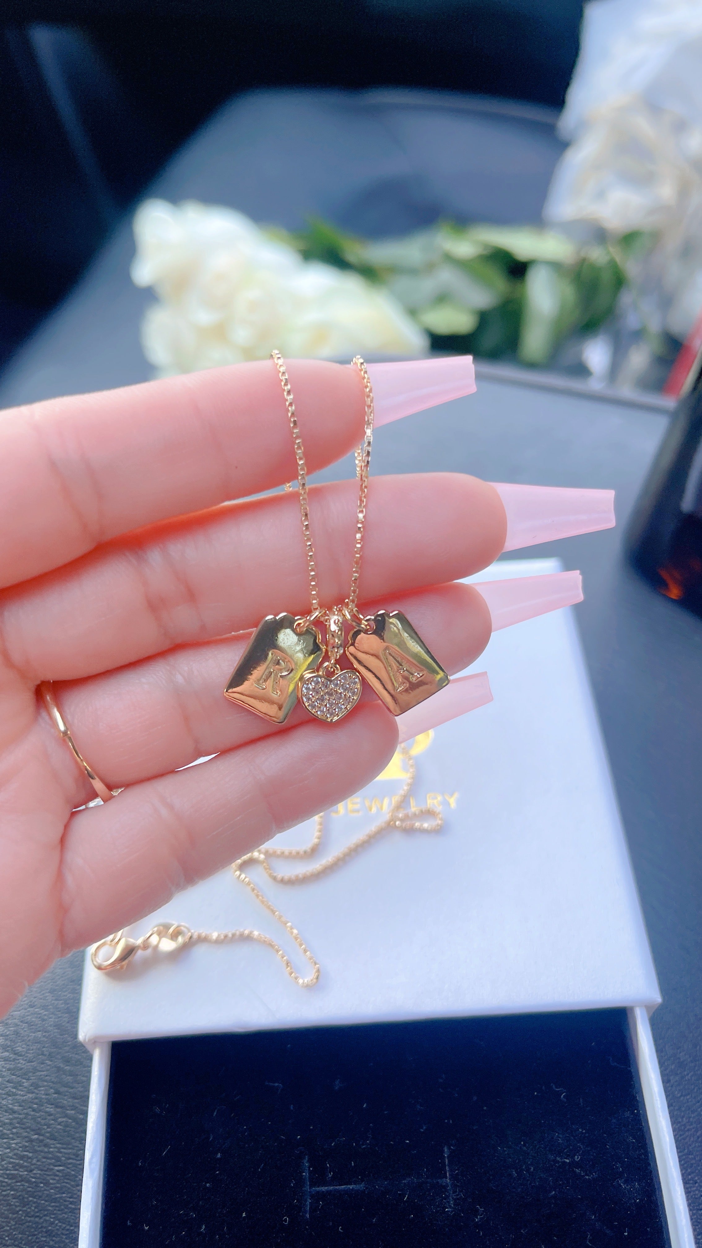 Carved Initials Heart Necklace
