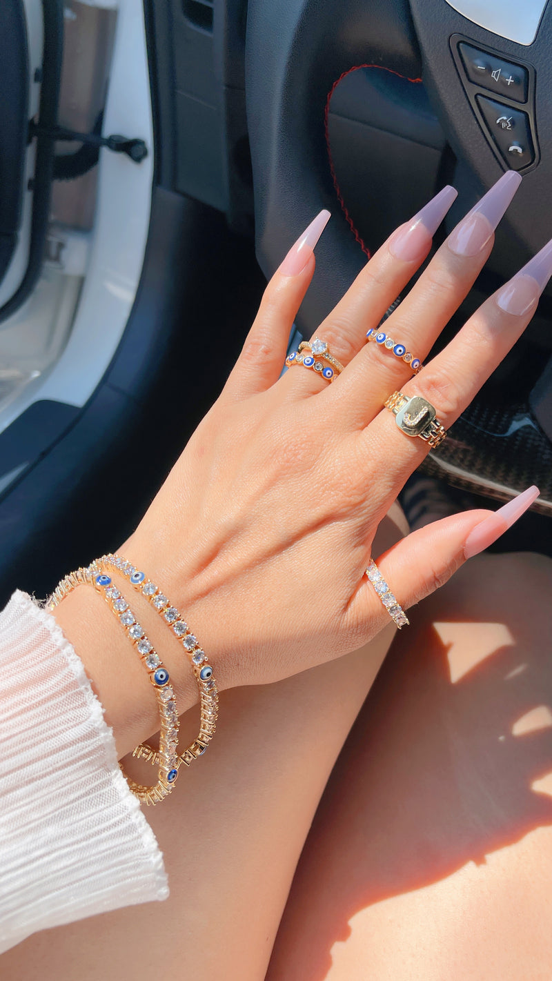 Deep Blue Evil Eye Ring