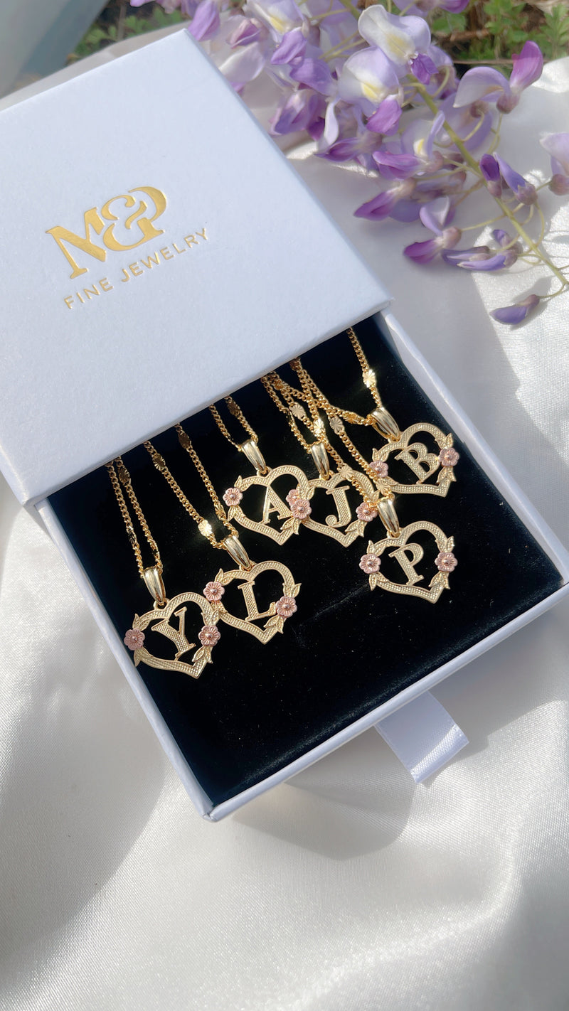 24K Initial Heart Necklace