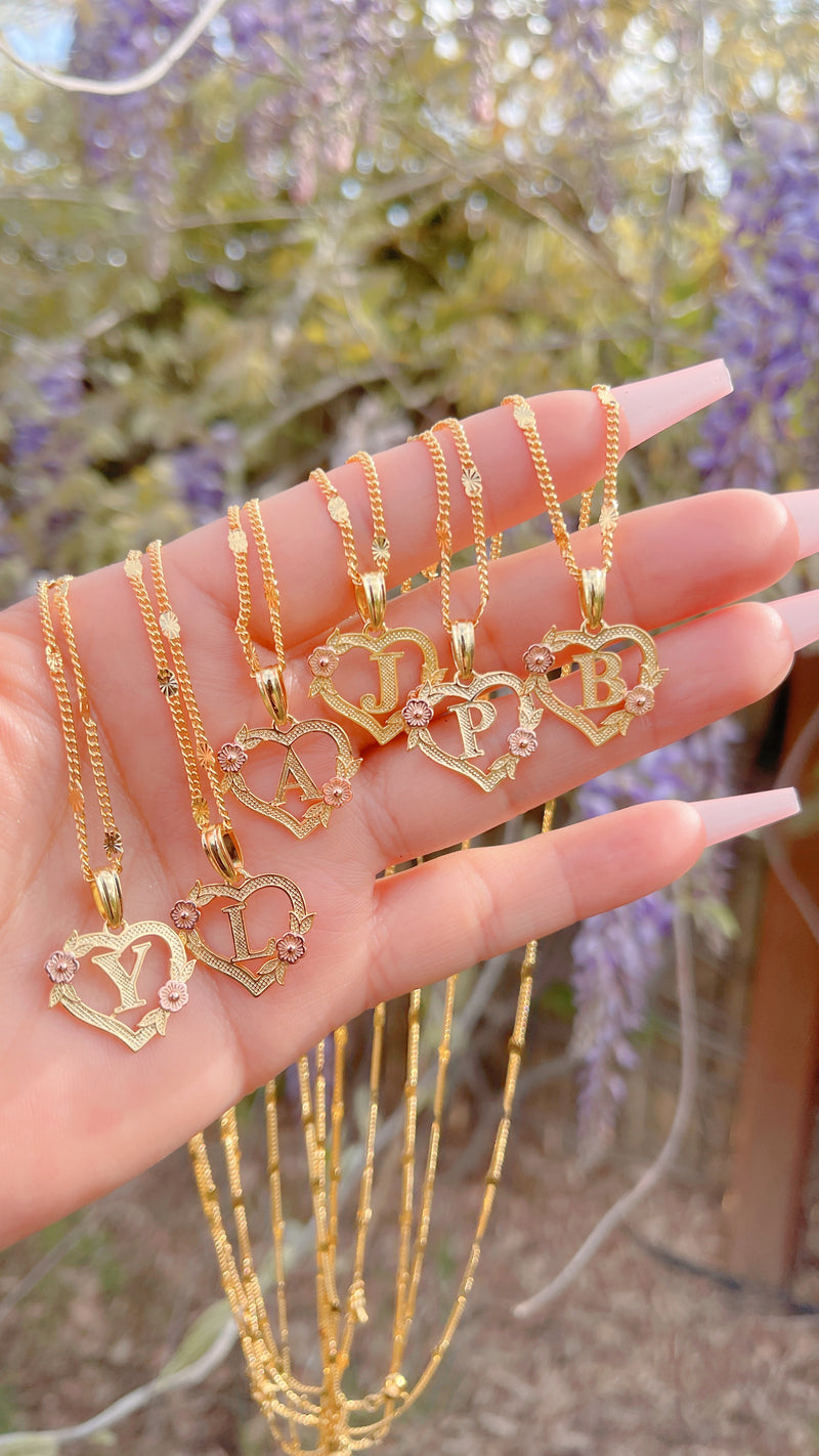 24K Initial Heart Necklace