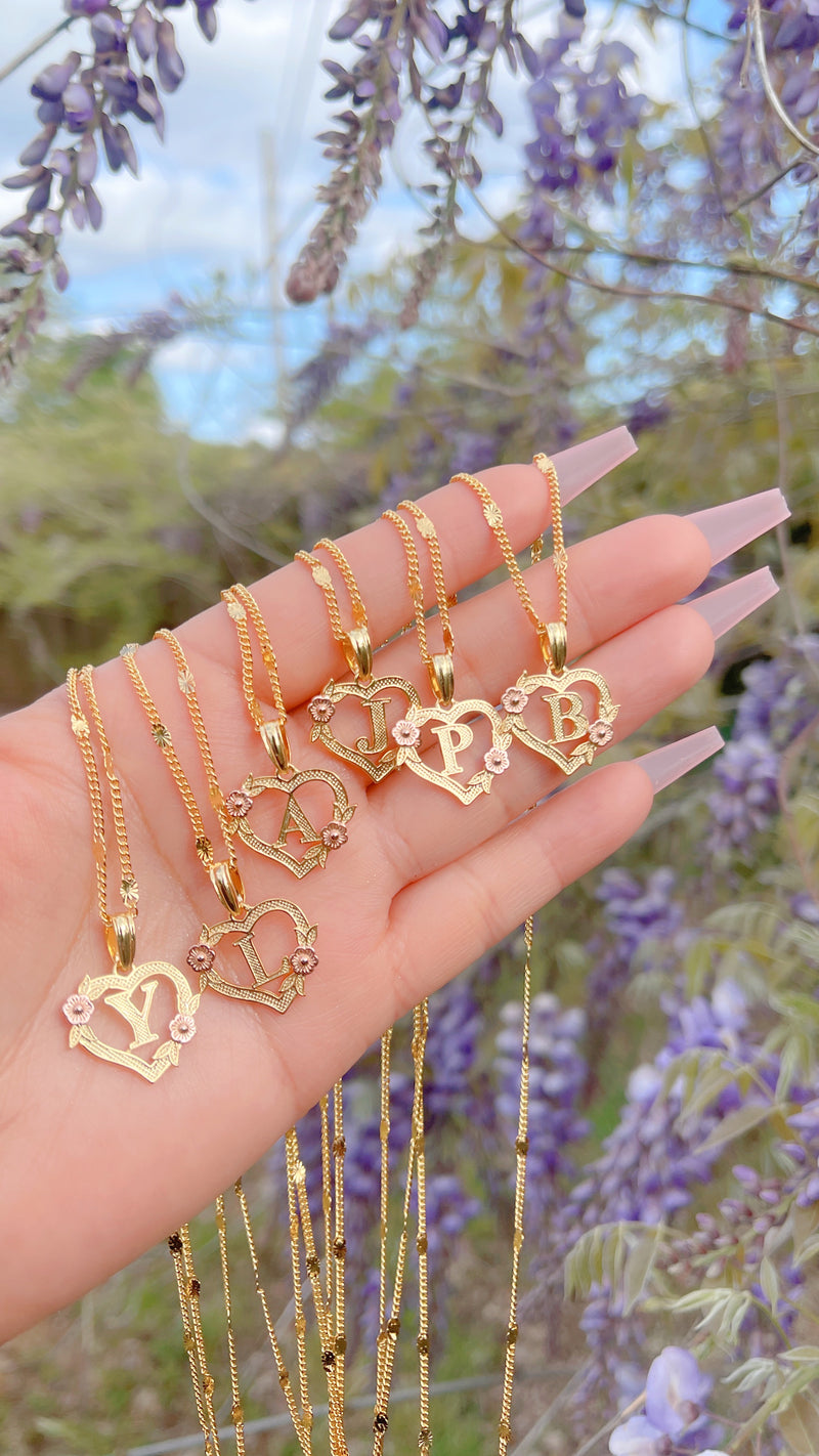 24K Initial Heart Necklace