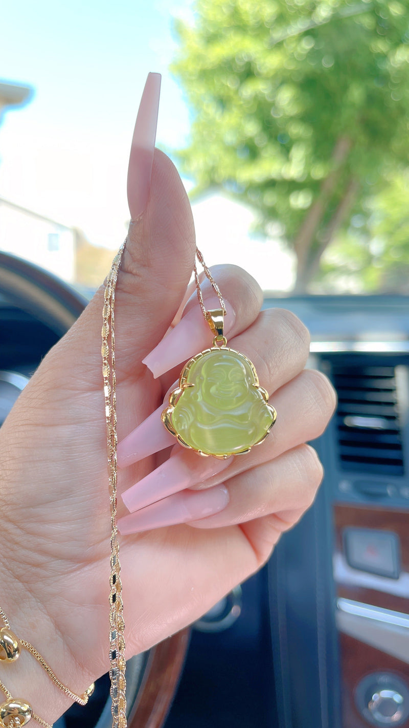 Green Quartz Buddha Necklace