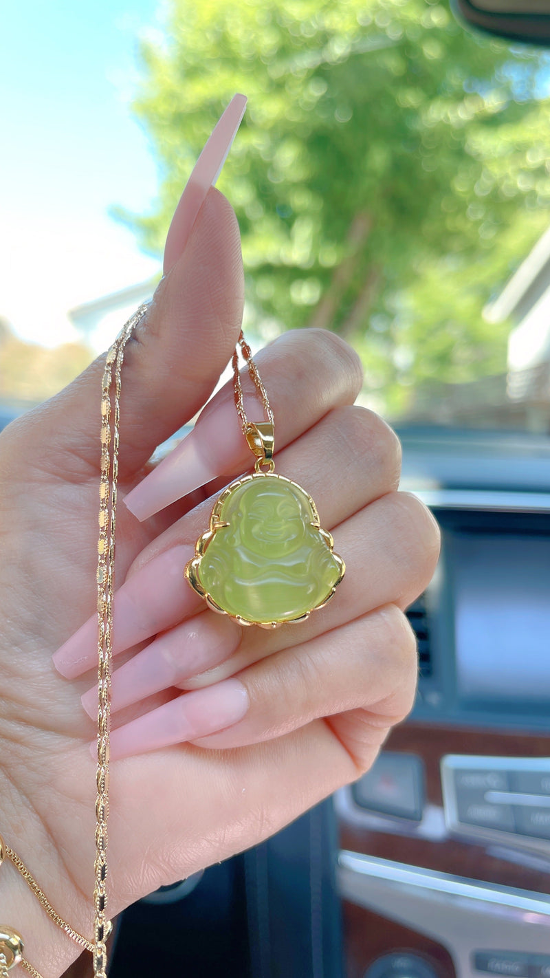 Green Quartz Buddha Necklace