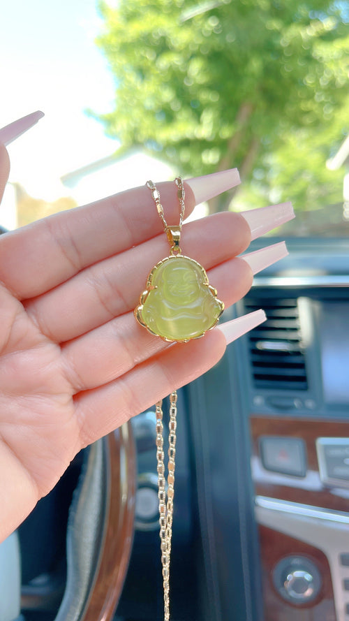 Green Quartz Buddha Necklace
