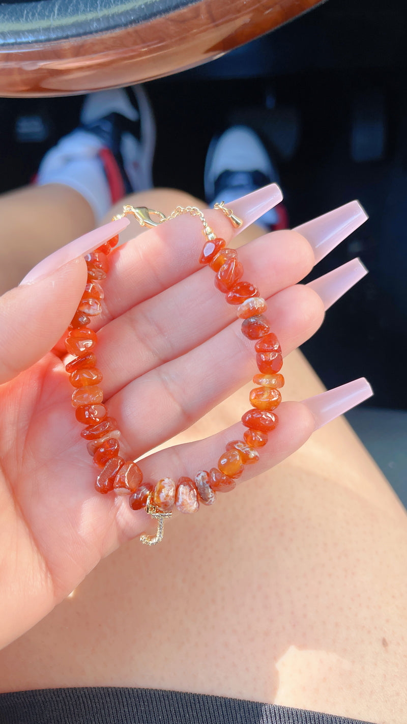 Initial Carnelian Bracelet