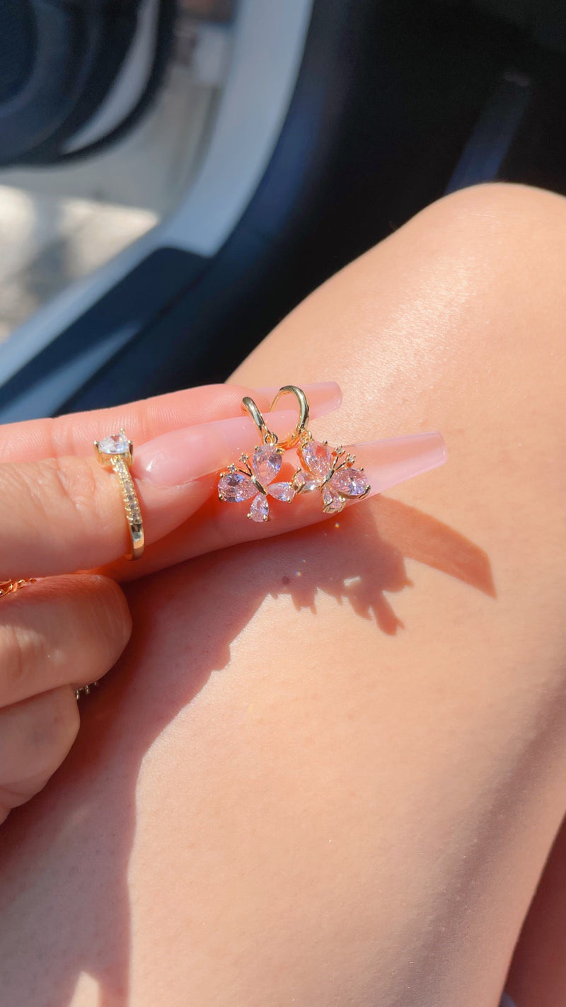 Pink: Diamond Butterfly Earrings
