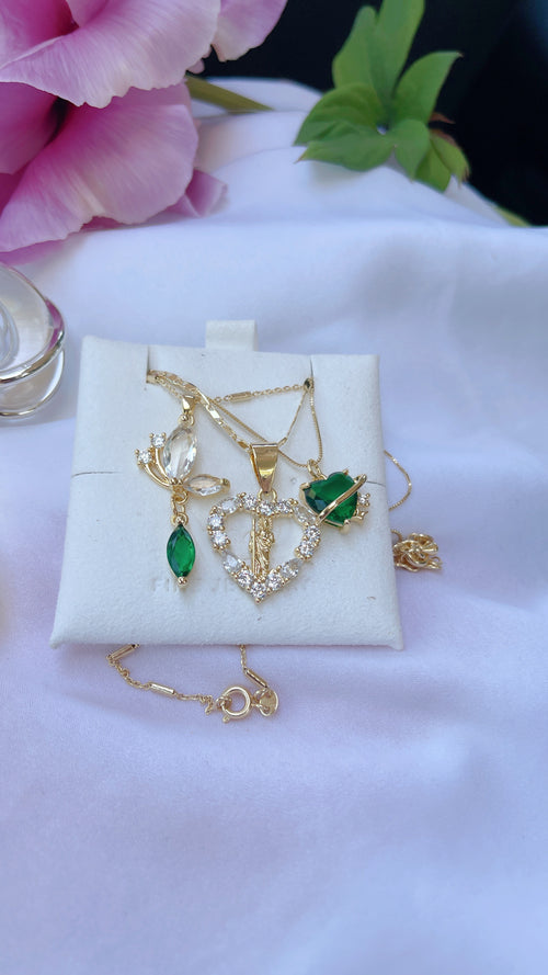 Emerald Saint Jude Necklace Set