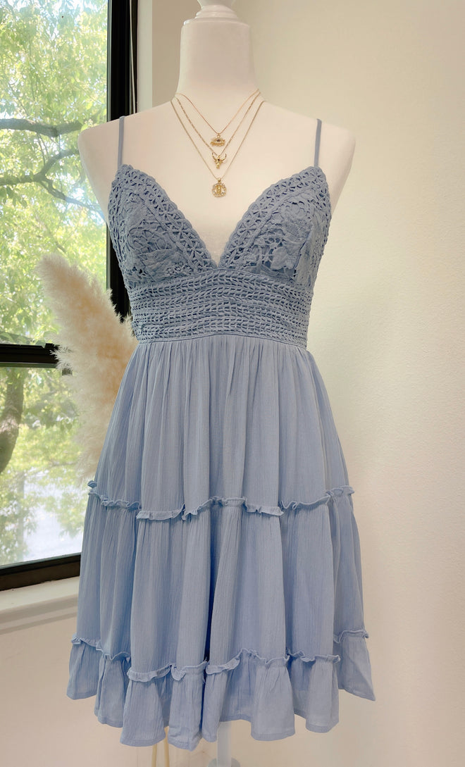 Amore del Rancho Lace Dress in Blue