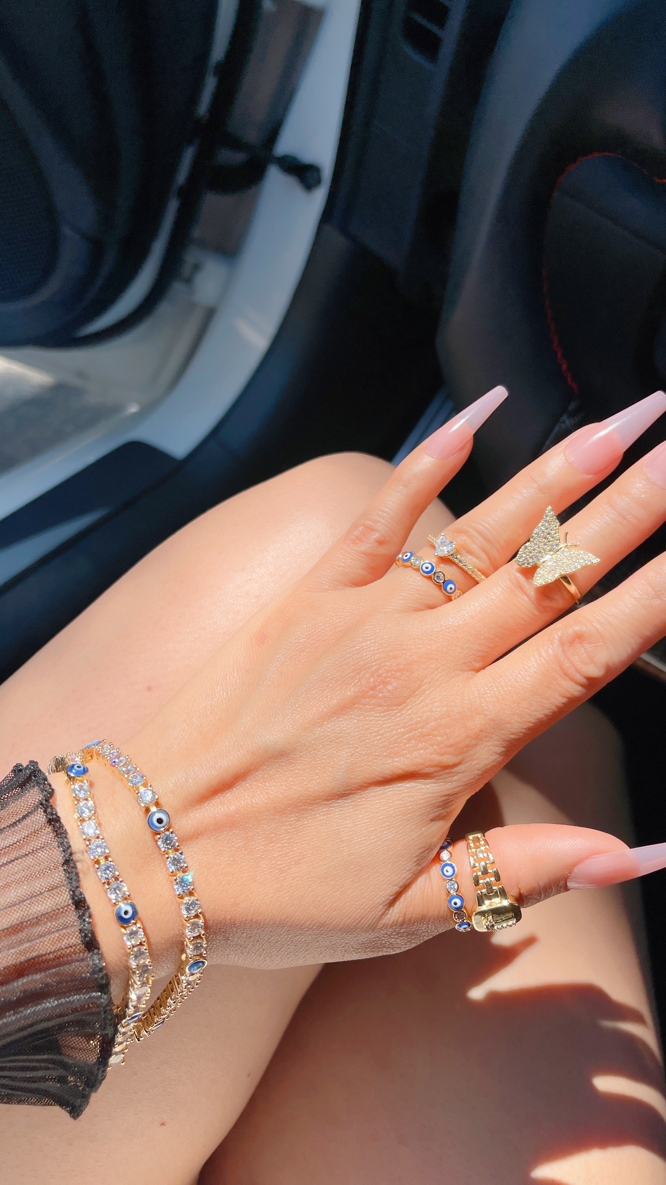 Pink Paved Butterfly Ring