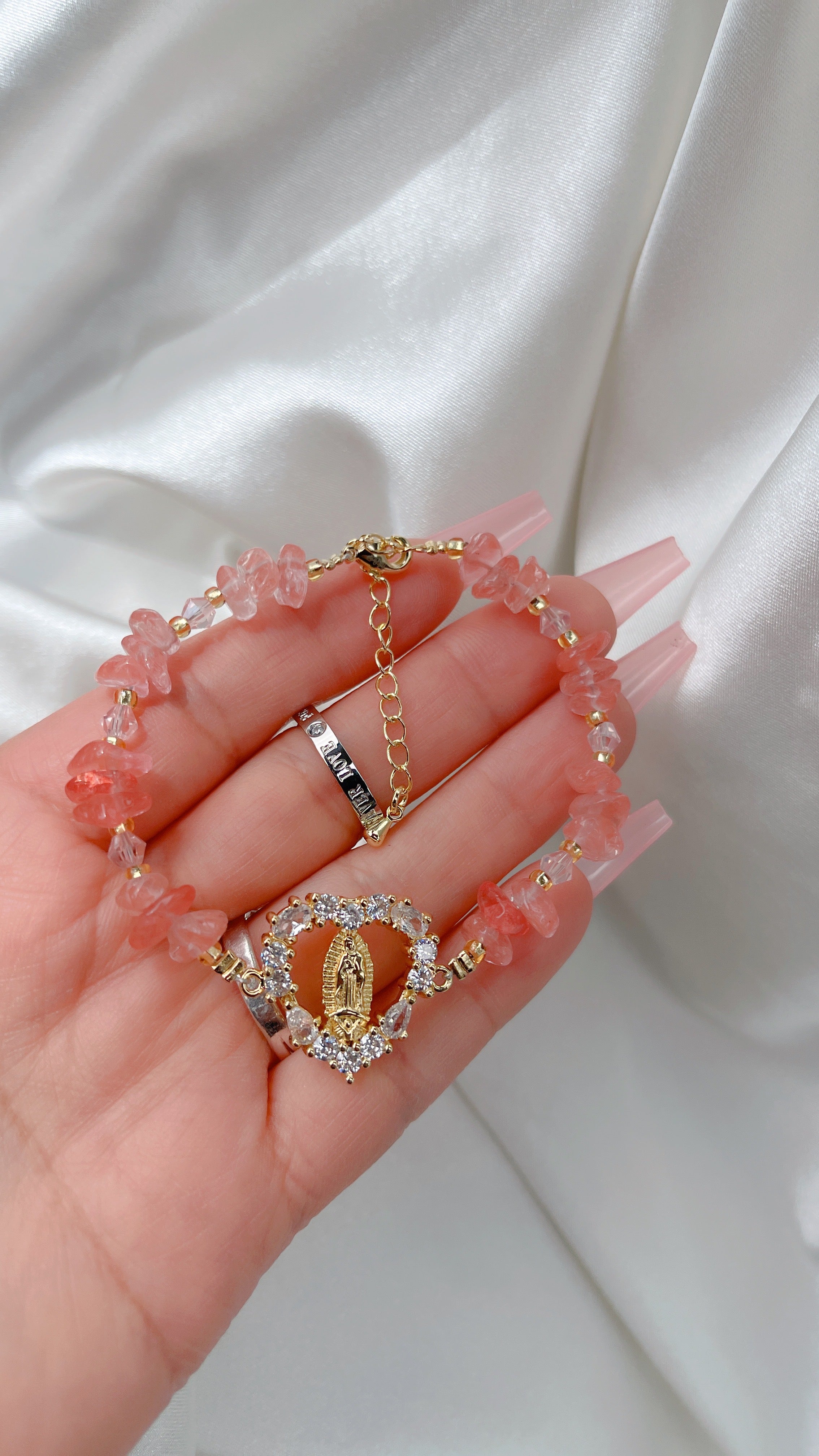 Pulsera Mary de Cuarzo Rosa
