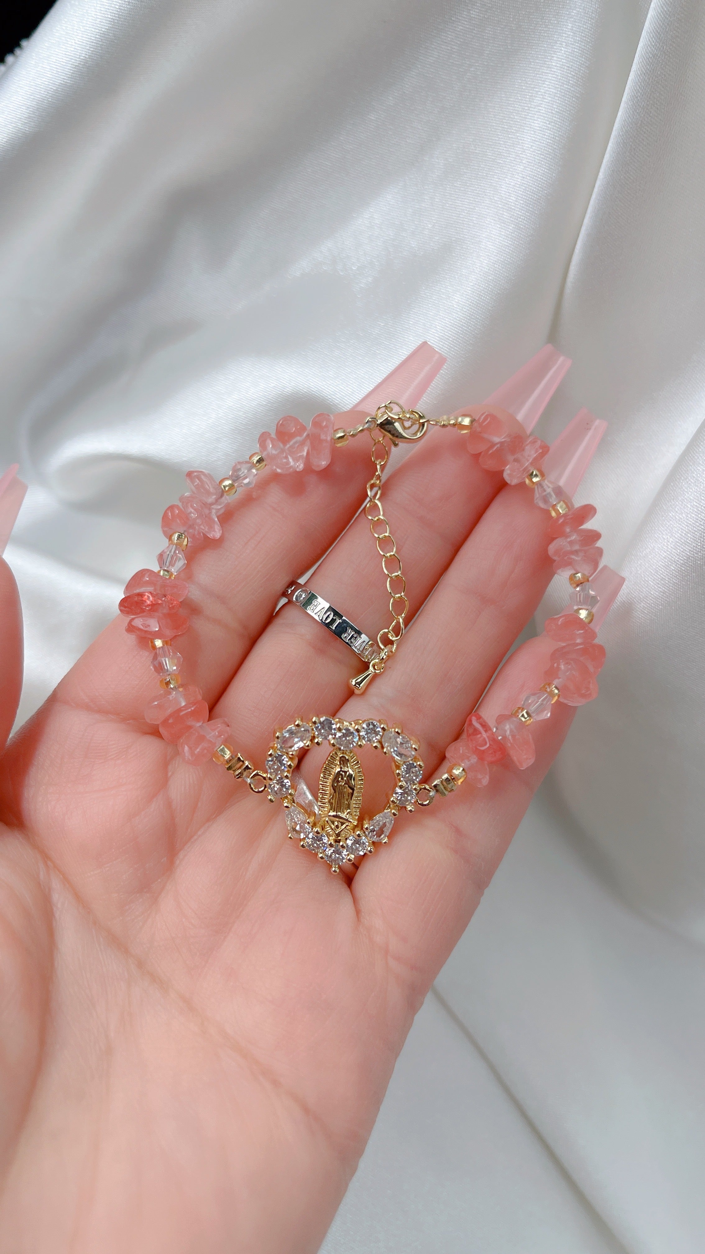 Pulsera Mary de Cuarzo Rosa