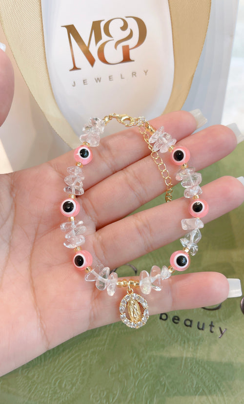 Pink VM Evil Eye Bracelet