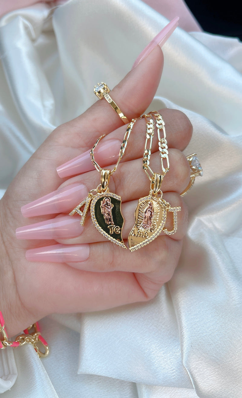 Initial " Te Amo" Couple Necklaces