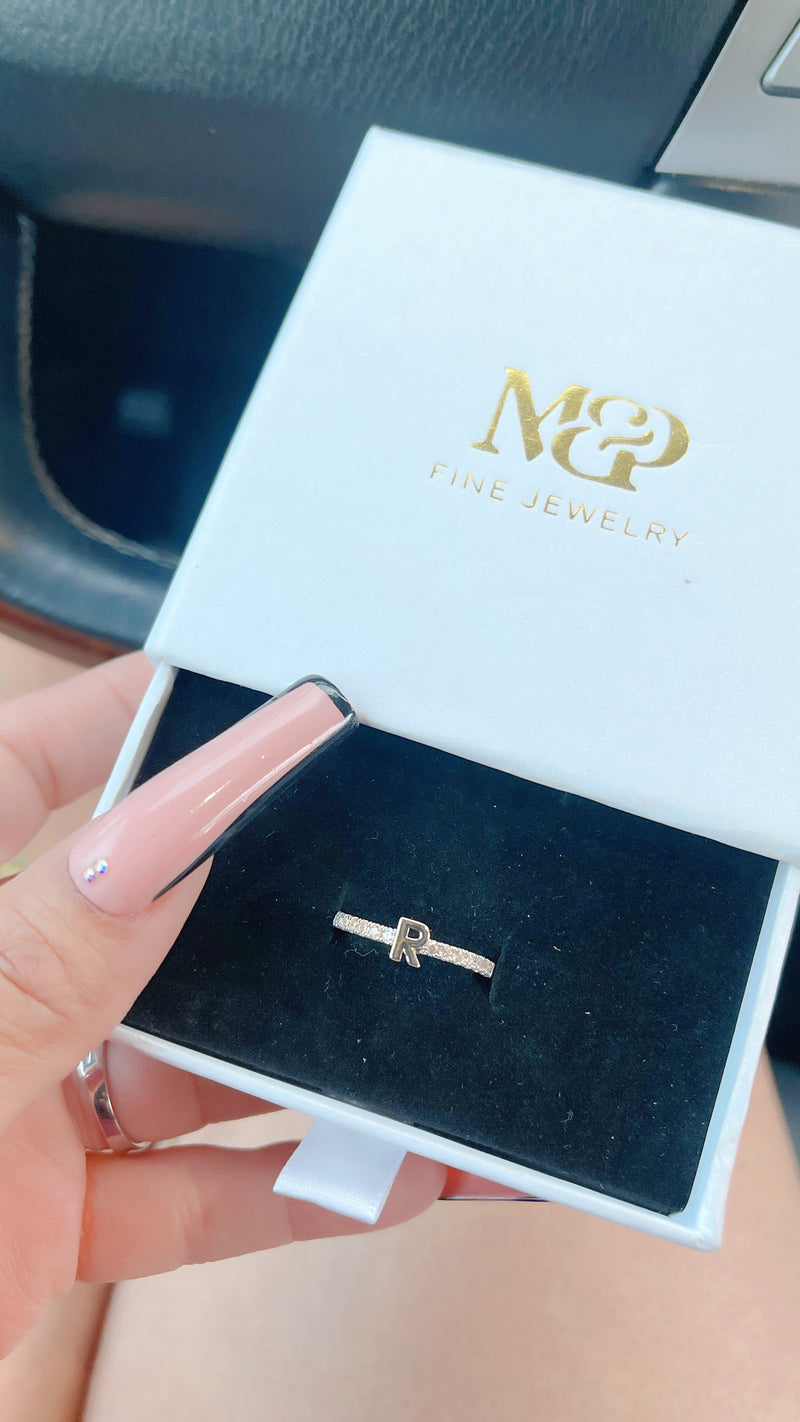 Dainty Gold Initial Ring