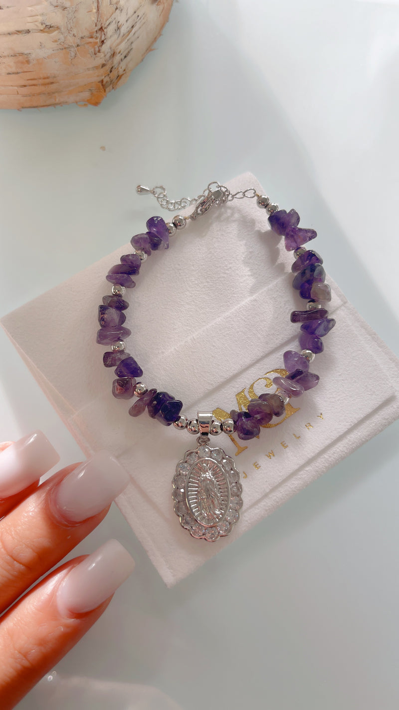 Silver Mary Amethyst Bracelet