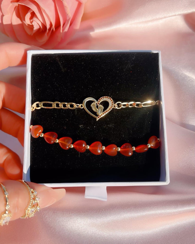 Carnelian Mom Bracelet Set