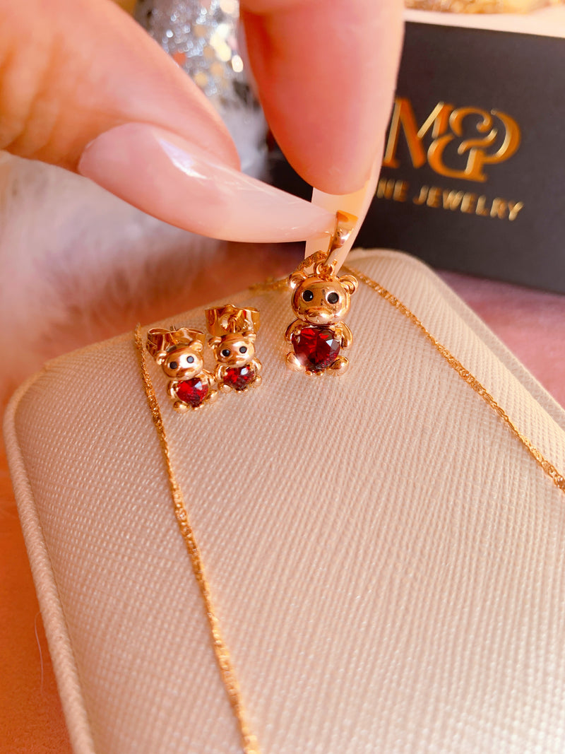 Children's Bear Necklace + Earring Set