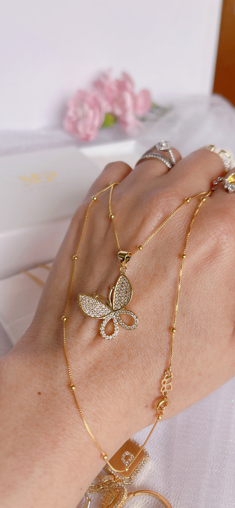 Diamond Paved Butterfly Necklace