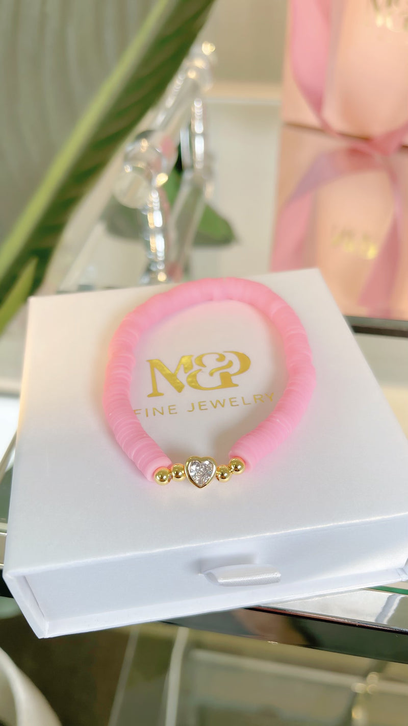 Pink Diamond Heart Bracelet