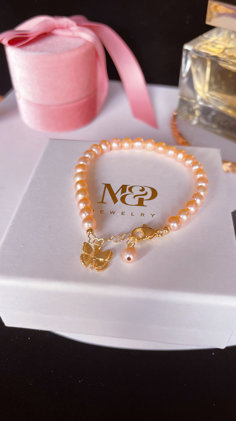 Sunset Peach Pearl Bracelet