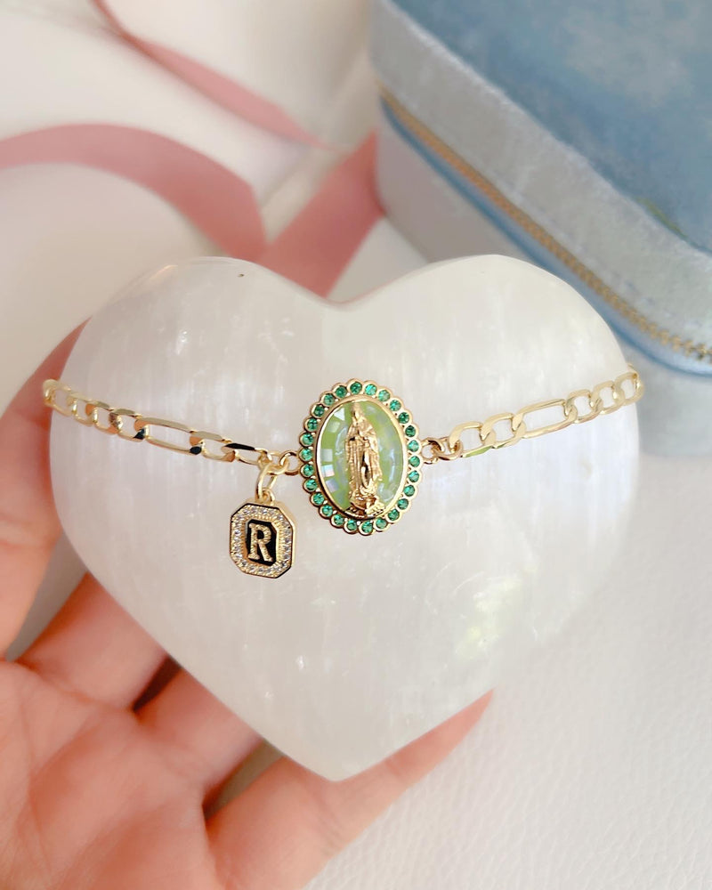 Evergreen Mary Initial Bracelet