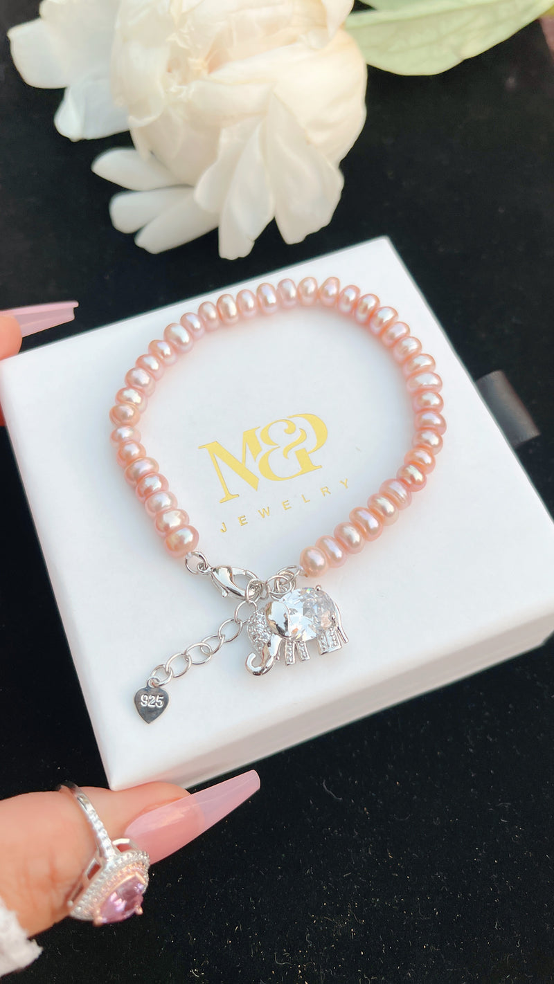 Lucky Elephant Pearl Bracelet