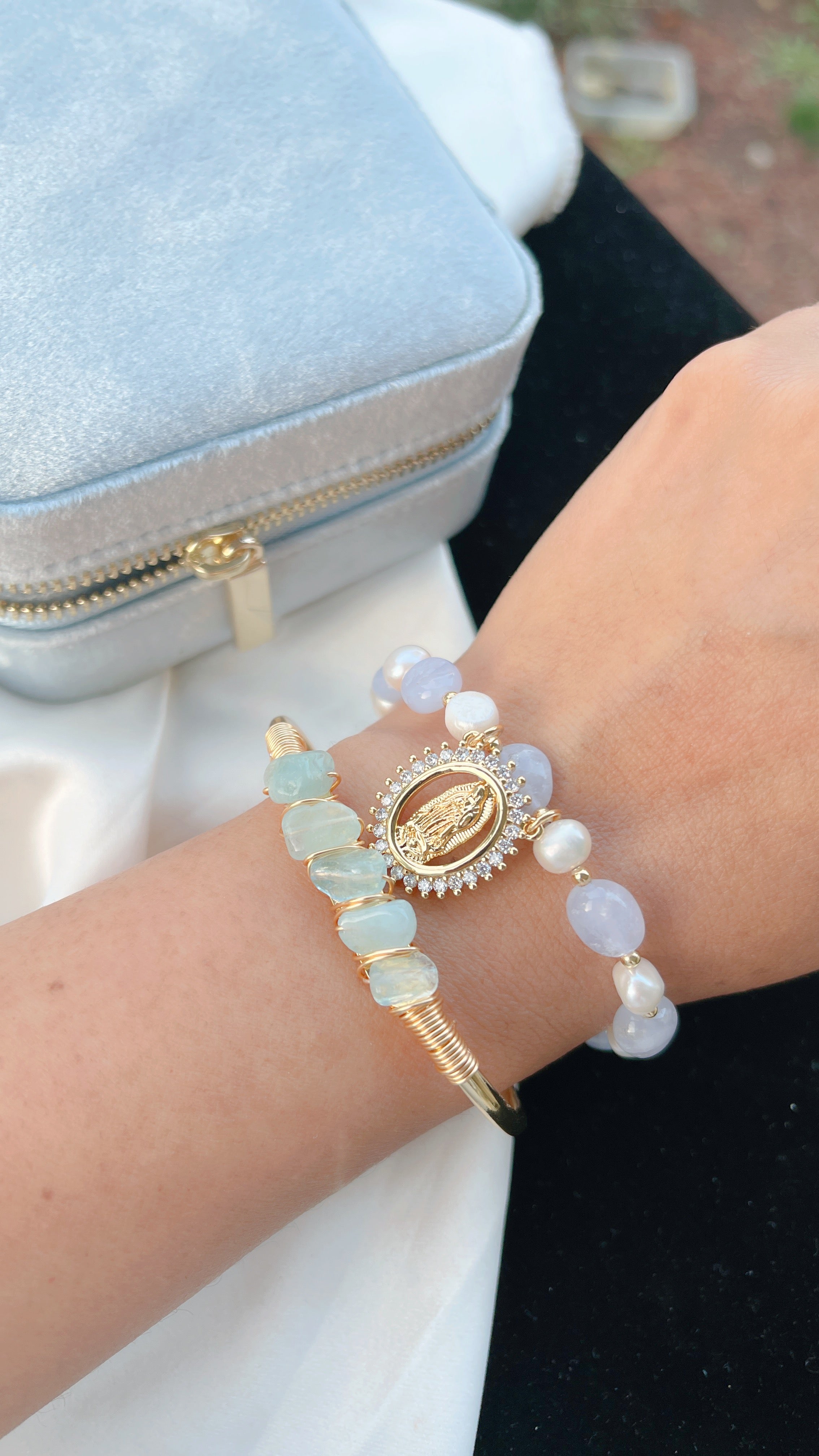 Blue Aquamarine Mary Bracelet