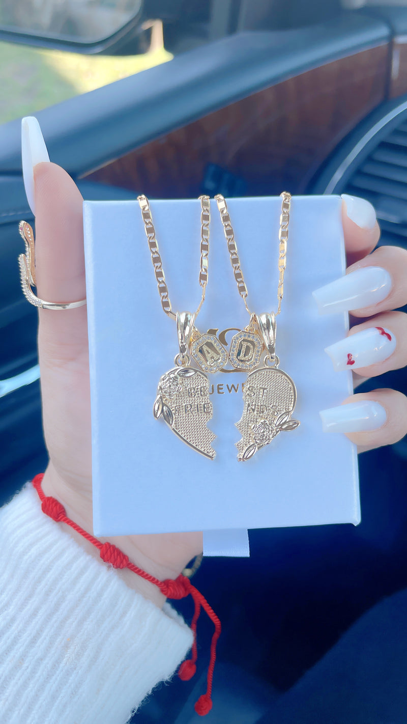 Collares de corazón con inicial de mejores amigos