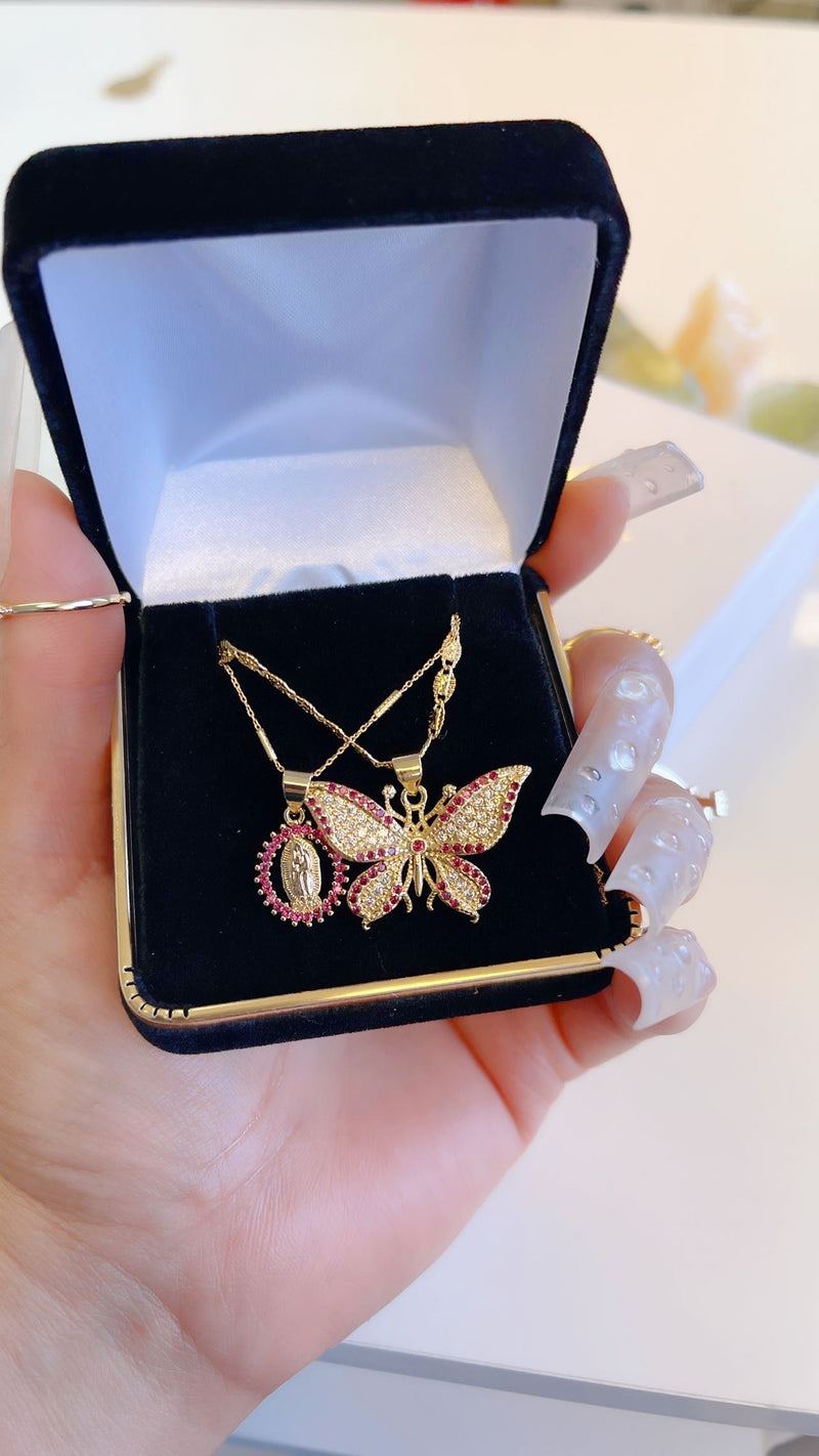 Gold Butterfly Necklace Set