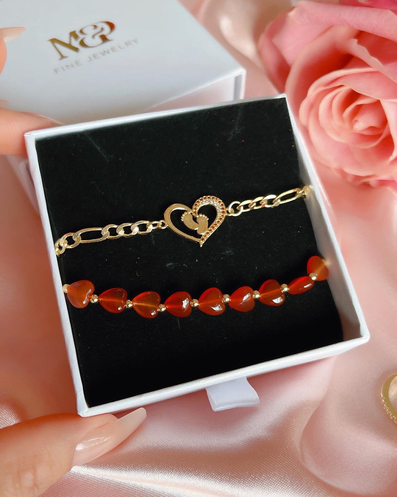 Carnelian Mom Bracelet Set