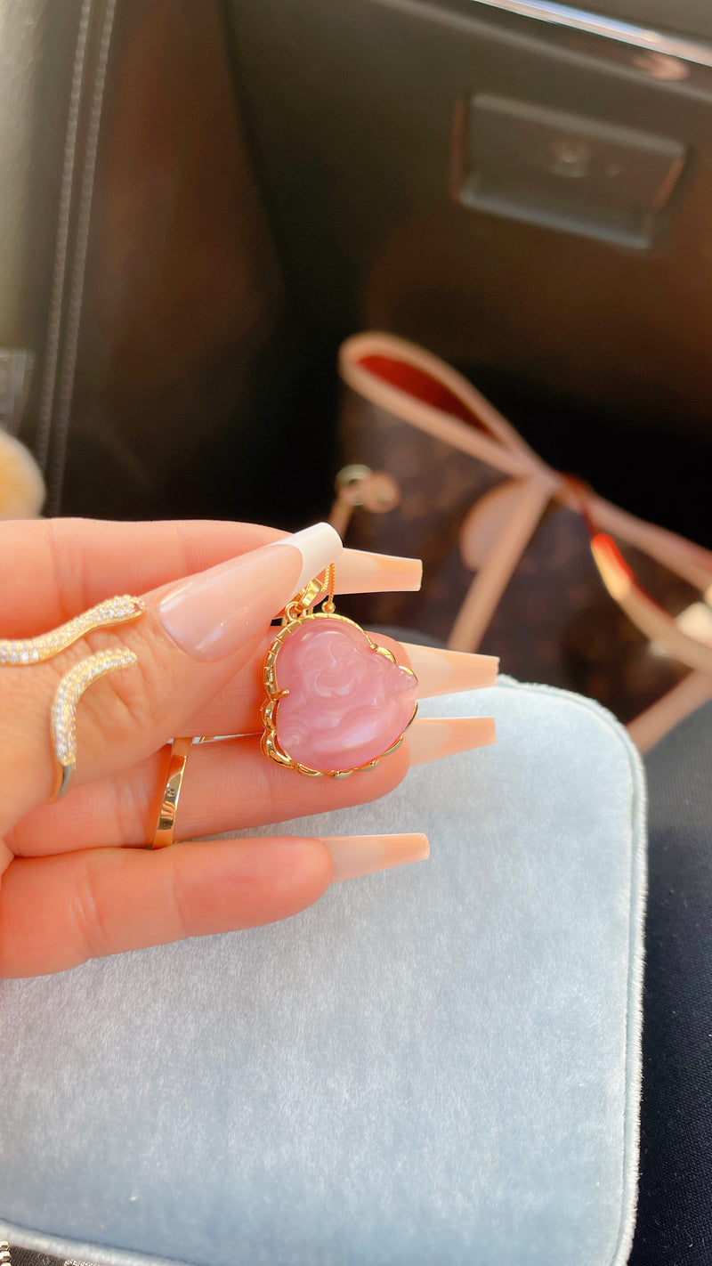 Pink Quartz Buddha Necklace