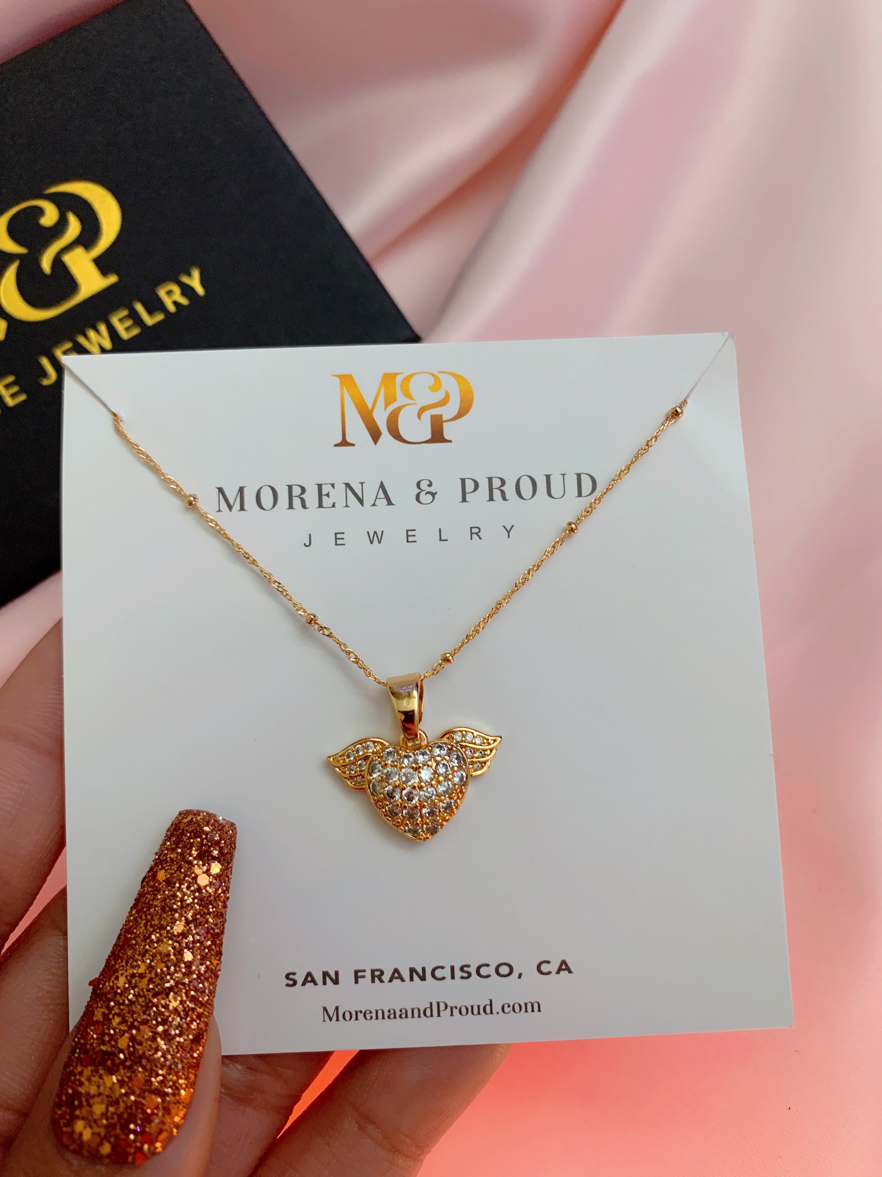 Rose Gold Angel Heart Necklace