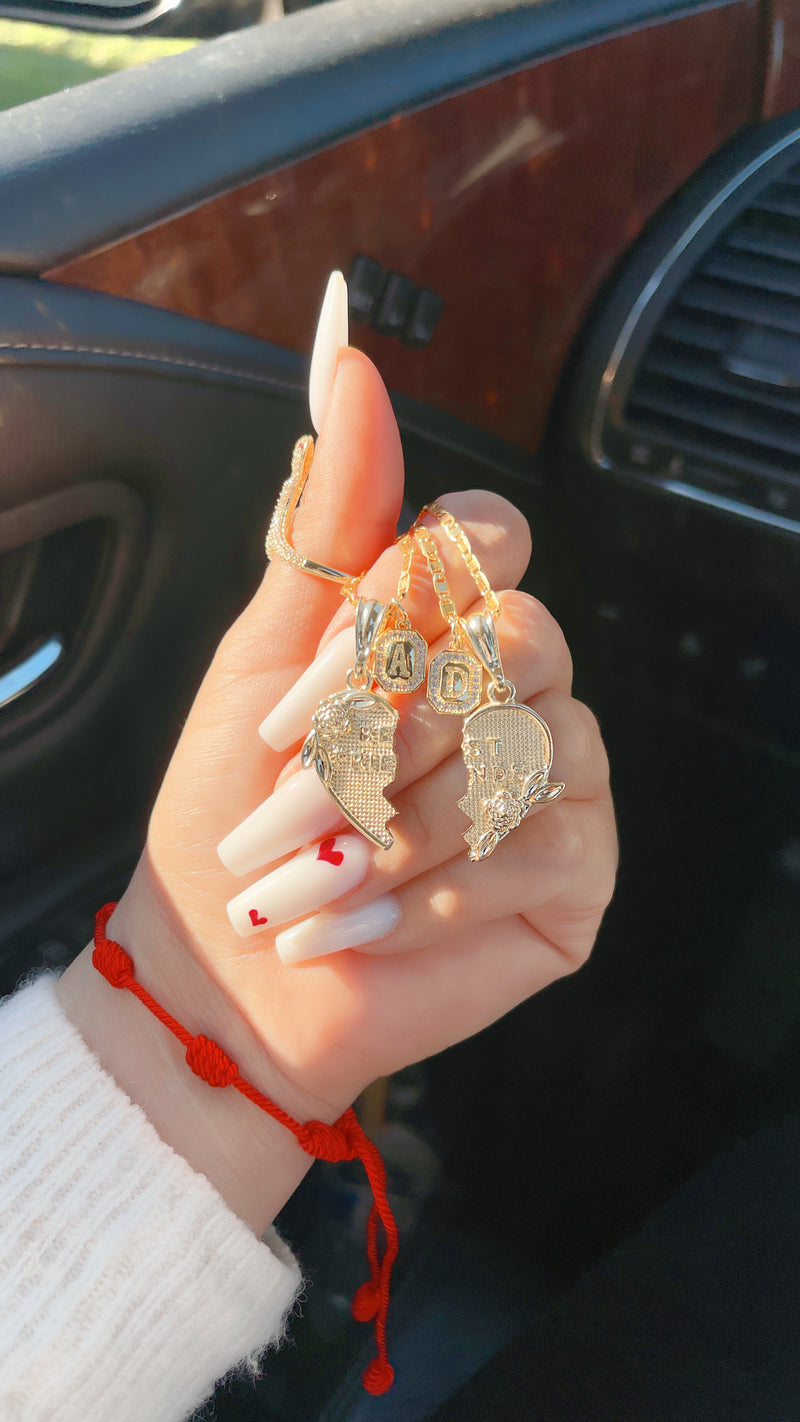 Collares de corazón con inicial de mejores amigos
