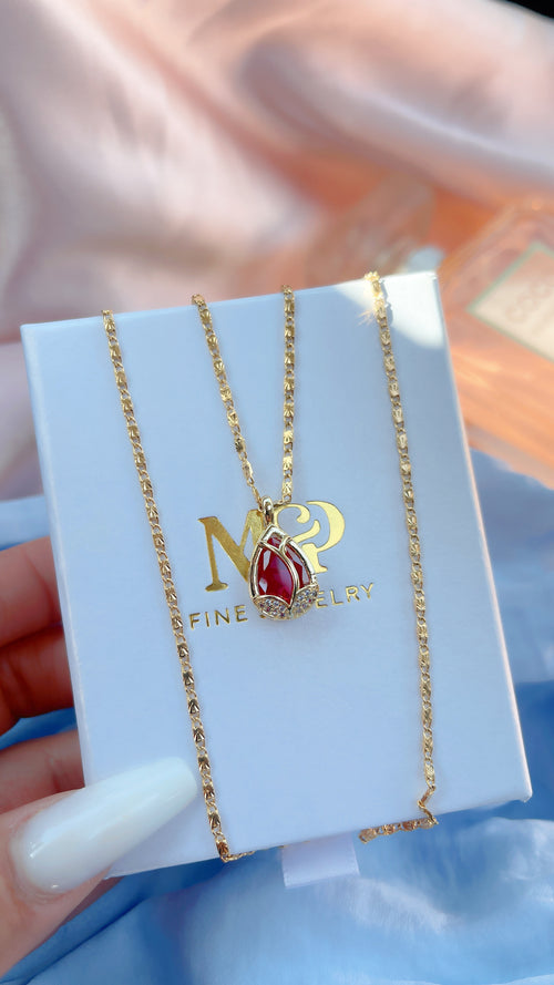 Red Tear Drop Necklace
