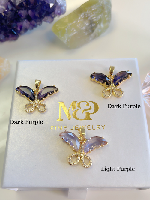 5 pcs Wholesale Lot of Dark Purple Butterfly Pendants