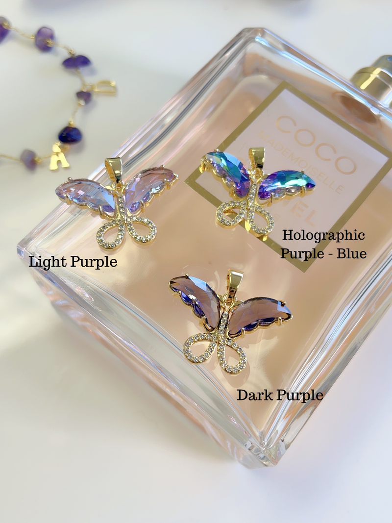 5 pcs Wholesale Lot of Light Purple Butterfly Pendants