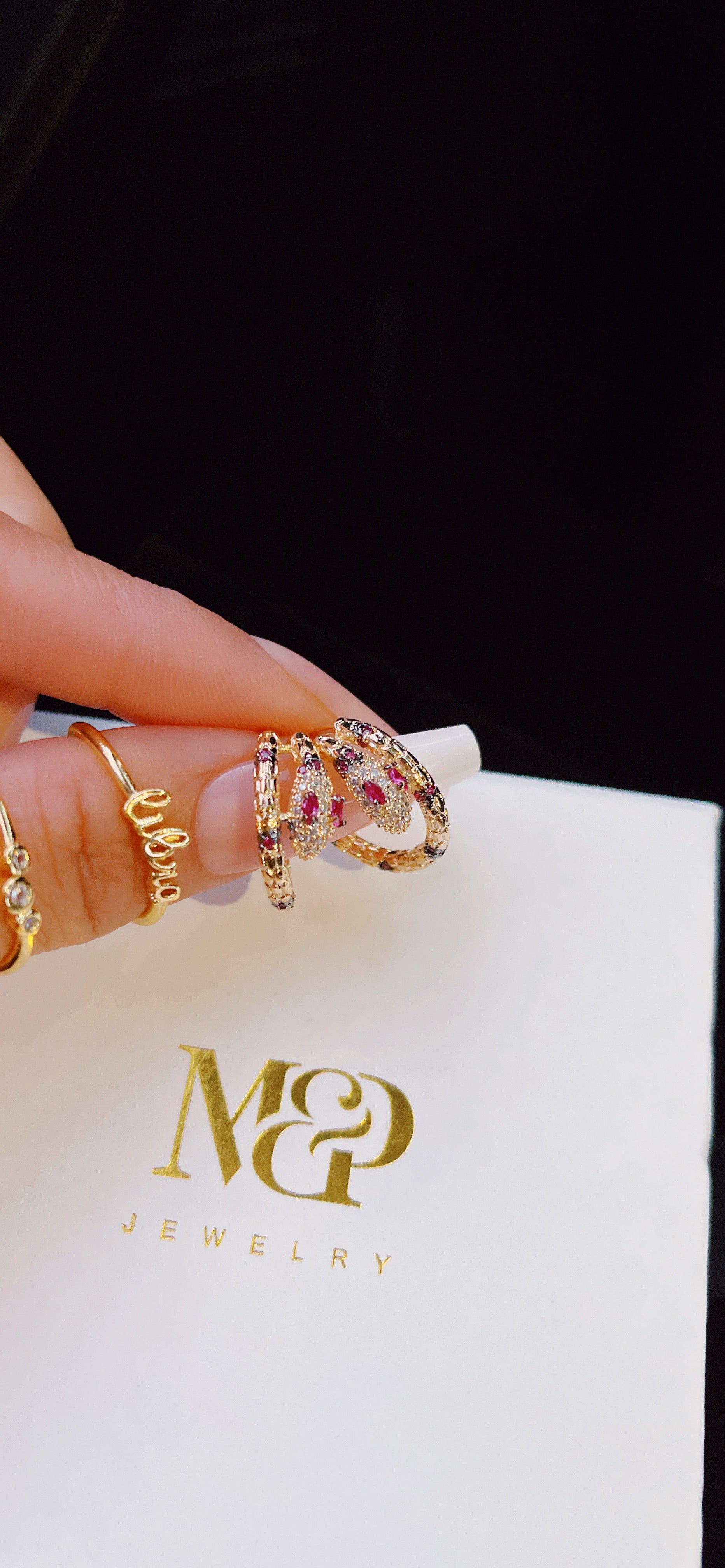 Magenta Snake Hoop Earrings