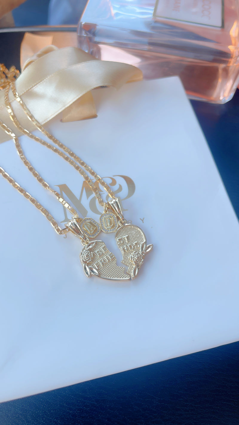 Collares de corazón con inicial de mejores amigos