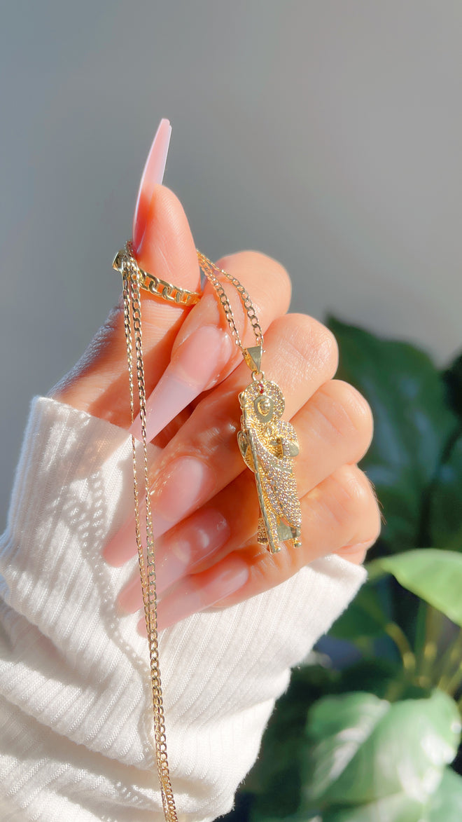 White Paved Saint Jude Necklace