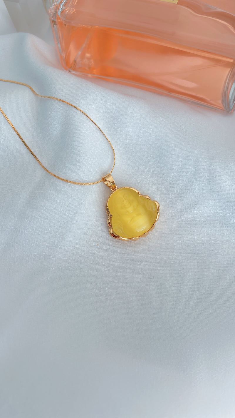 Yellow Quartz Buddha Necklace