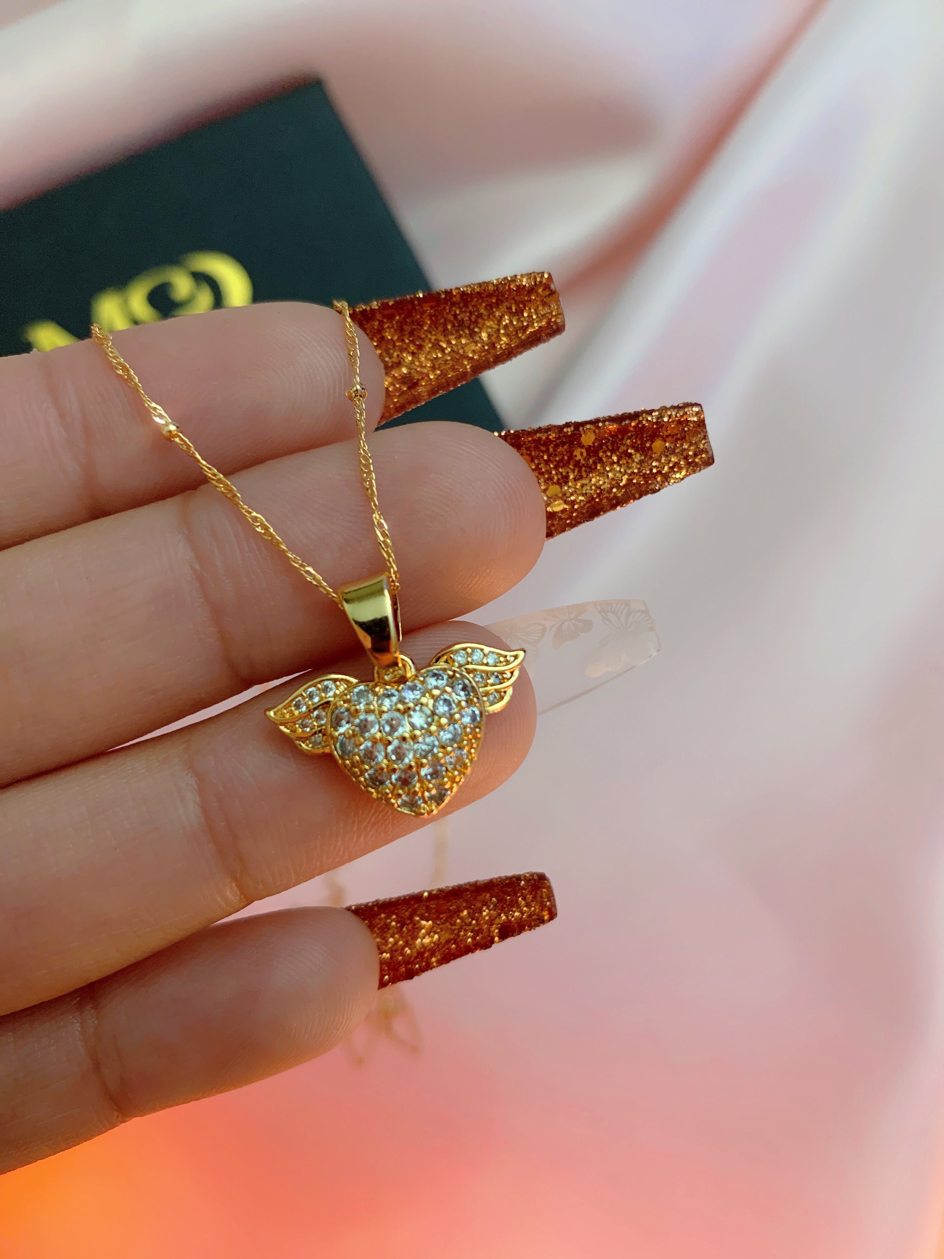 Rose Gold Angel Heart Necklace