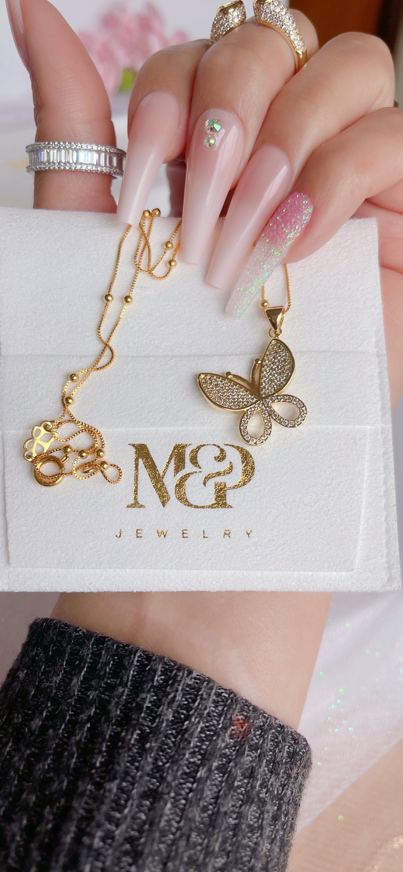 Diamond Paved Butterfly Necklace