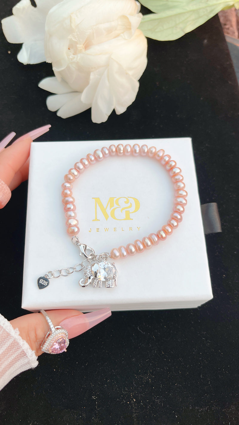 Lucky Elephant Pearl Bracelet