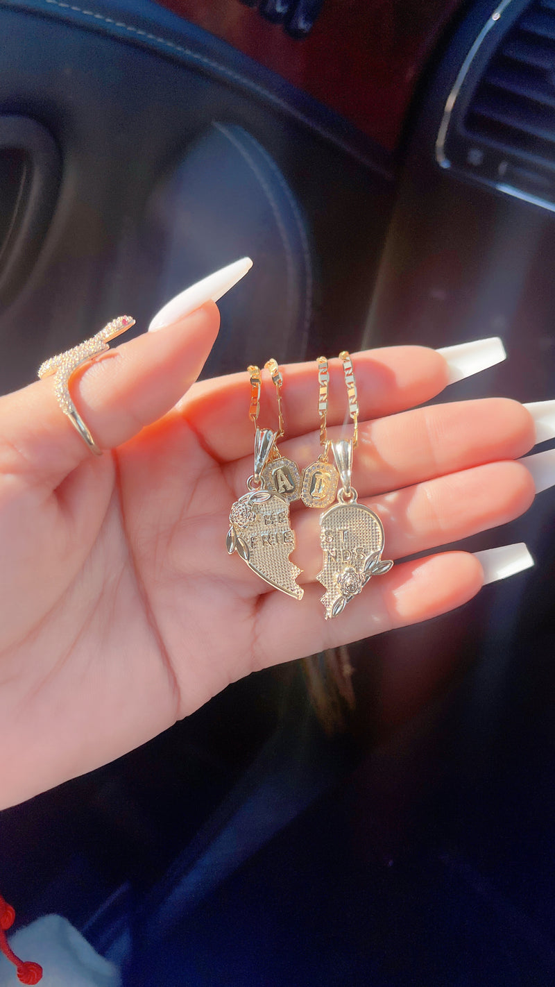 Collares de corazón con inicial de mejores amigos