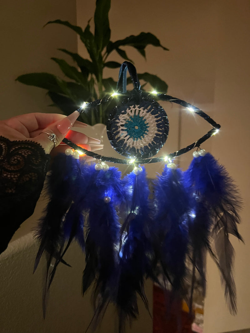 Small Evil Eye Protection Dream Catcher (Fairy Lights Included)