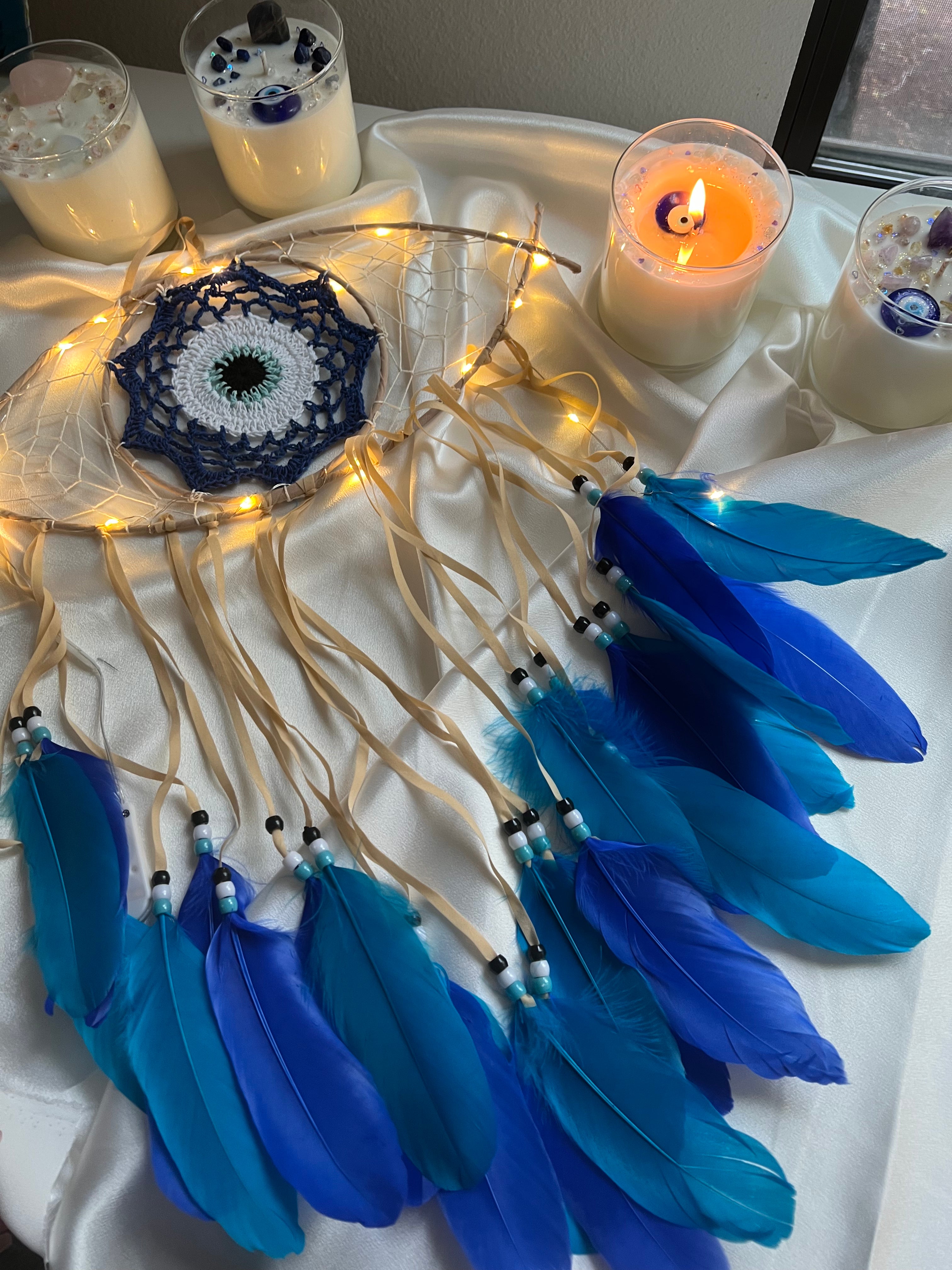Atrapasueños desnudo Evil Eye (luces de hadas incluidas)