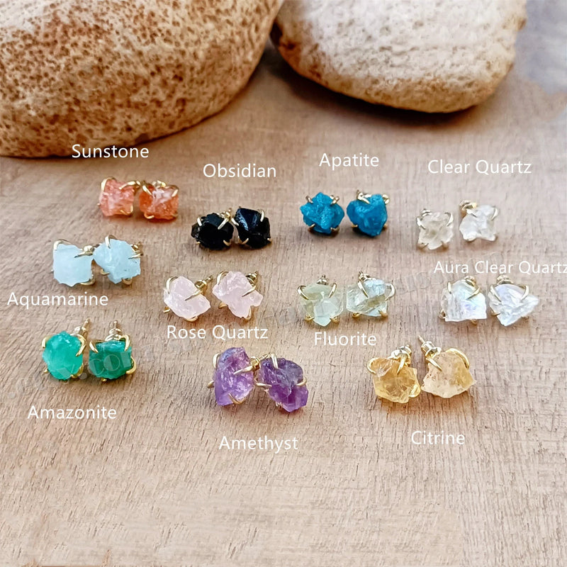 Raw Crystal Stud Earrings