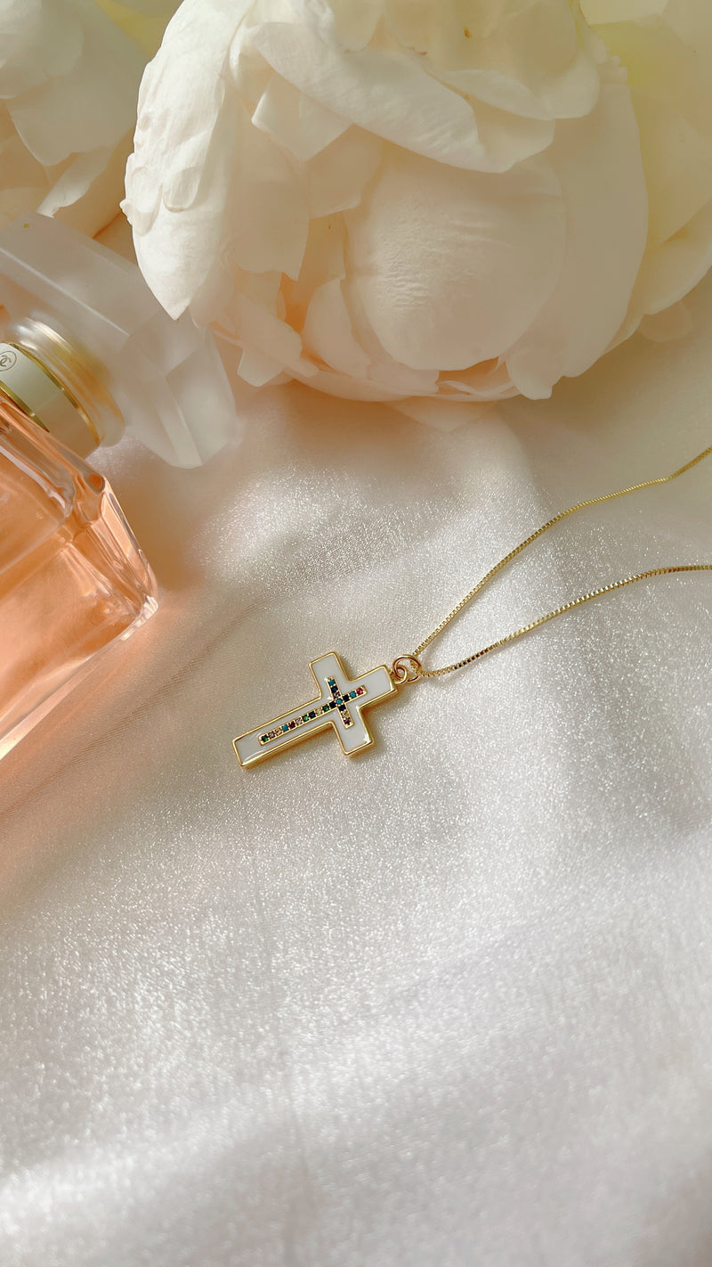 White Cross Necklace