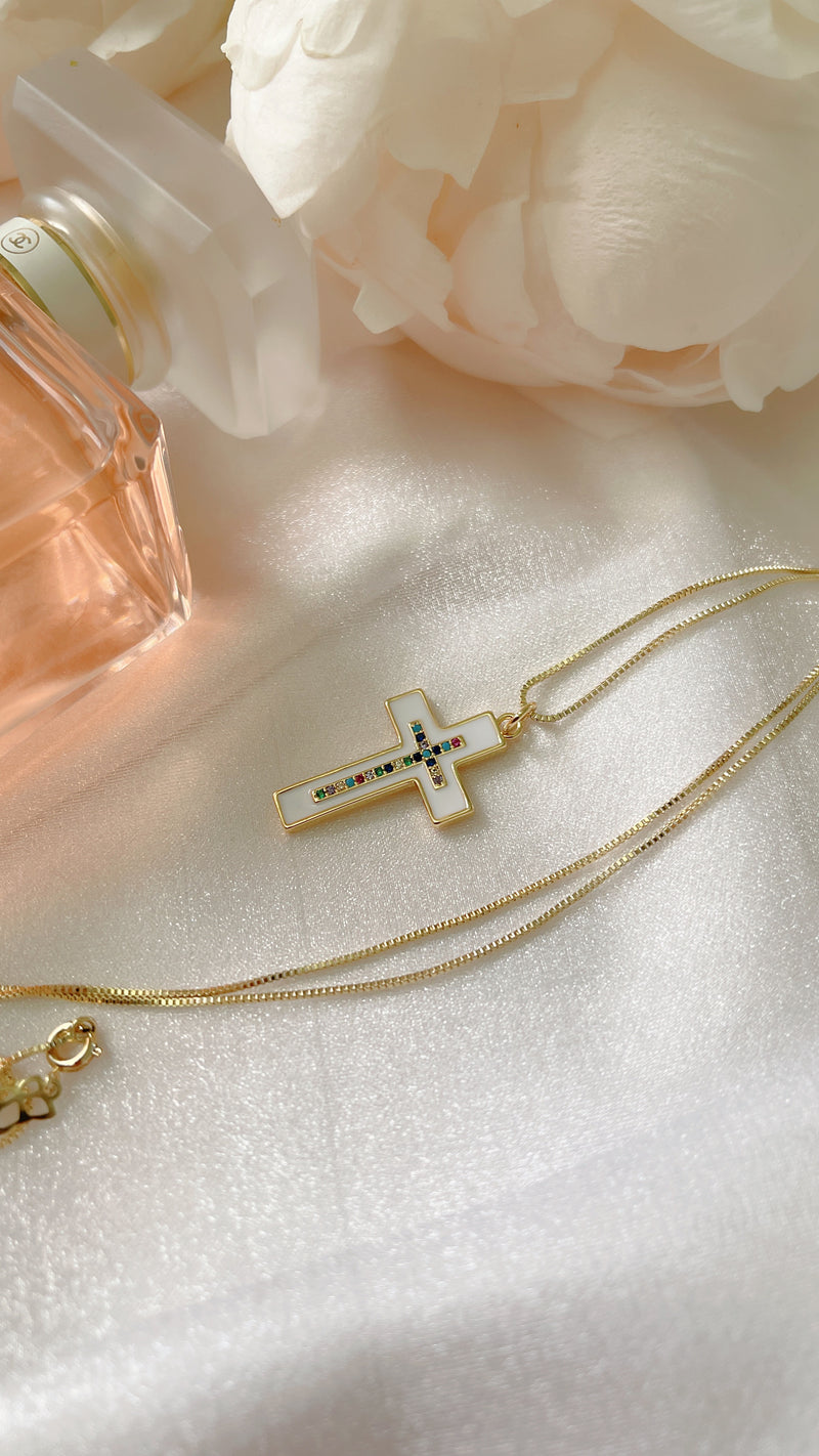 White Cross Necklace