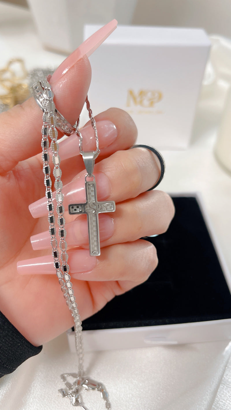 Jesus Silver Cross Necklace